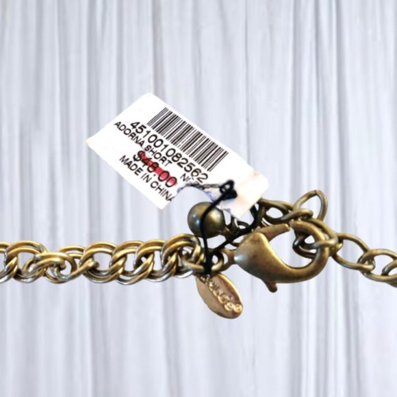 CHICO'S ADORA Multi Strand Brass Tone Metal Bib Necklace New - Picture 9 of 12